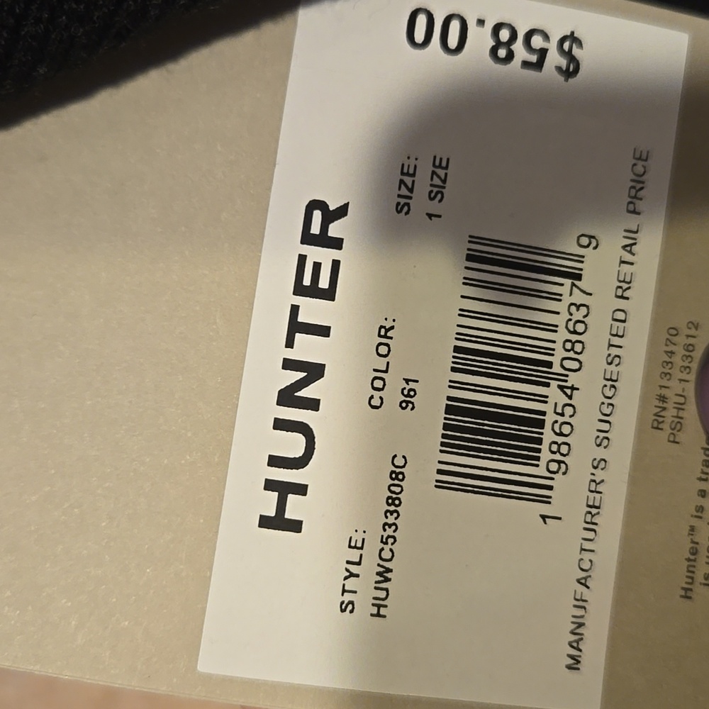 New Hunter Black Unisex Fleece Lined Beanie - Picture 8 of 10
